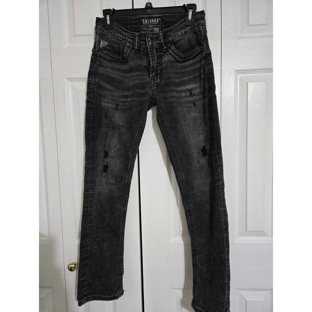 Salvage supply company size 29x30 men's black straight slim jeans